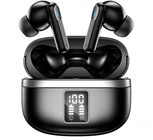 JBMI Cuffie Bluetooth, Auricolari Bluetooth 5.3 In Ear Stereo con 4 Microfono ENC, 60 Ore Cuffiette Wireless Cancellazione Rumore, Auricolare IP7 per iPhone e Androide (Nero profondo)