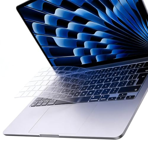 Funda de Teclado para MacBook Air 2025-2022, Protector de Teclado para 15 Pulgadas M4 M3 M2 A2941 A3114 A3241 13 Pulgadas M4 M3 M2 A2681 A3113 A3240 Distribución EU TPU Transparente Ultrafino y Suave