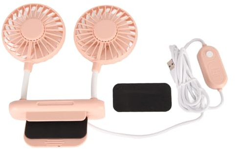 Zunate Geräuschloser Clip-On-Lüfter mit 3 Geschwindigkeiten für Computer |USB-betriebener Monitorventilator mit Zwei Köpfen und Einstellbaren Winkeln, 6,6 Fuß Langes Kabel für den Schreibtisch (PINK)