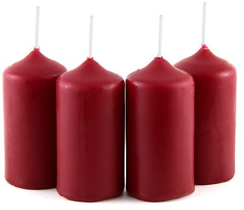 Idena 408217 4-er Stumpenkerze/ 40 x 80 mm Wachs 8.4x8.3x8.1 cm, rot