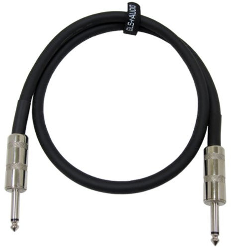 GLS Audio 3 feet Speaker Cable 12AWG Patch Cords - 3 ft 1/4 to 1/4 Professional Speaker Cables Black 12 Gauge Wire - Pro 3' Phono 6.3mm Cord 12G - Single