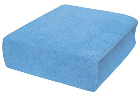 SPANNBETTLAKEN MIT NEUSTER TECHNIK HERGESTELLT mit Gummizug Frottee Frotte 80x160, 80x180, 80x200-23 Farben 80x180, Hellblau