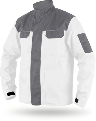 TMG Arbeitsjacke Herren mit reflektierenden Streifen – auch in Übergrößen erhältlich - atmungsaktiv & winddicht, viele Taschen und Bewegungsfreiheit für Baustelle, Werkstatt oder Alltag