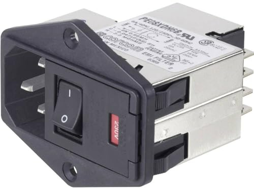 TE Connectivity 1-6609929-4 PE0SXDSXA=C2228 Netzfilter mit Schalter, mit 2 Sicherungen, mit Kaltgerätebuchse 250 V/AC 1