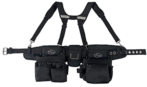 Dead On Tools DO-FR One Size Fits All 2-Bag Carpenter's and Framer's Construction Rig with Suspenders and 24 Pockets in Grey and Black