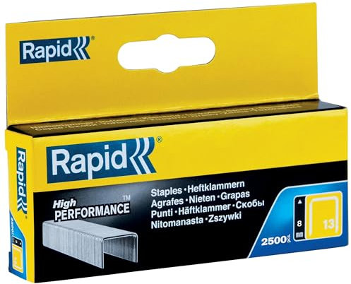 Rapid Caja de Grapas N.º 13 de Alambre Fino de Acero Galvanizado, 8 mm – 2.500 Grapas