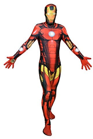 Morphsuits Official Iron Man Delux Digital Morphsuit Fancy Dress Costume - size Medium - 5'-5'4 (150cm-162cm), MLZIRM