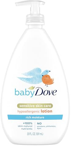 Baby Dove Sensitive Skin Care Body Lotion For Delicate Baby Skin Rich Moisture With 24-Hour Moisturizer, 20 fl oz (Package May Vary)