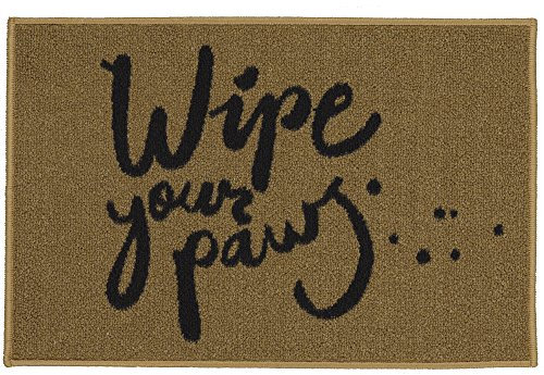 Ottomanson Fußmatten-Kollektion Rechteckige Fußmatte mit Aufschrift „Wipe Your Paws“, 51 x 76 cm, Beige/Pfoten