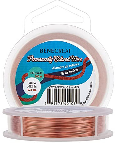 BENECREAT 100m 0.3mm Filo di Rame Metallico Accessori Artigianali per Gioielli Design di Gioielli - Colore Rame