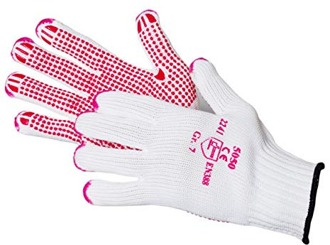 Jah 5050 Baumwolle/Nylon Strickhandschuh 12 Paar Noppen extra schwer weiß Gr. 9
