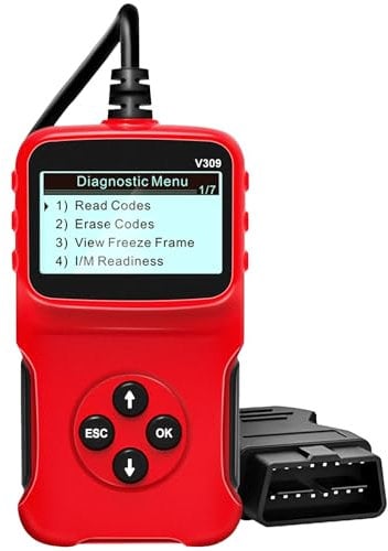 RICOKEY OBD2 Diagnosegerät Auto OBD Diagnosegerät ODB2 Fehler Code Leser Adapter V309 KFZ Auslesegerät für Alle OBDII Protokoll, Fehlerspeicher Auslesen, LCD-Bildschirms