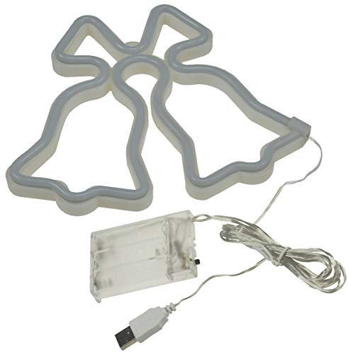 LED Figur Fenster Deko warmweiß Batterie 3x AA/Mignon oder 5Volt USB 80+80cm Kabel Glocken