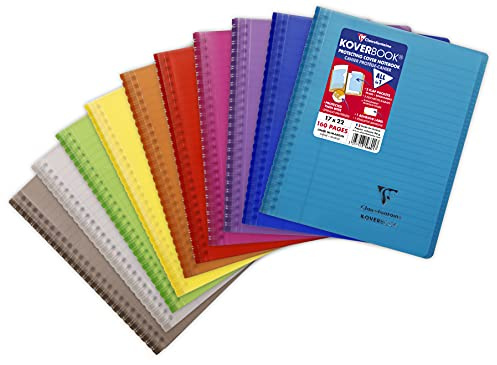 Clairefontaine 356801C - Notizheft mit Spiralbindung / Spiralblock Koverbook, 17x22 cm, 80 Blatt, liniert mit Rand, 90g, farbig sortiert, 1 Stück