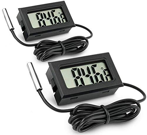 ZHITING Termómetro LCD digital Monitor de temperatura con sonda externa para refrigerador Congelador Refrigerador Acuario Acuario (2PCS)