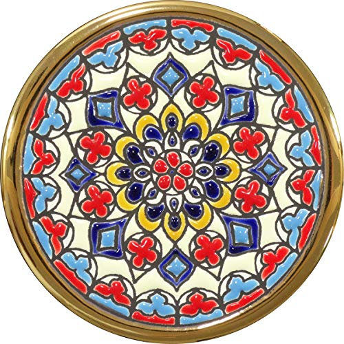 Grabado y Cerámica Española Platos Decorativos, Pintados a Mano con la técnica de la Cuerda Seca. Cerámica Andaluza 9 CM 10902