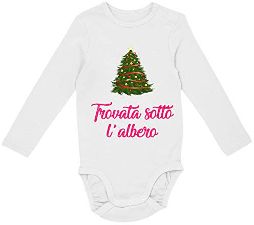 bubbleshirt Body neonato manica lunga divertente femminuccia Trovata sotto l'albero - body natale - taglie 0-24 mesi