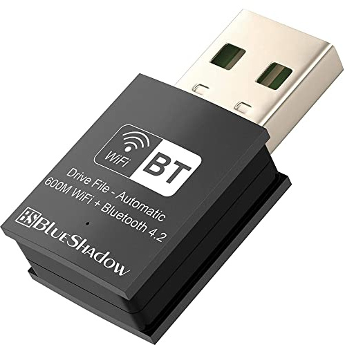 Blueshadow Bluetooth WiFi Adapter – Dual Band Wireless Netzwerk Externer Empfänger, Mini WiFi Dongle für PC/Laptop/Desktop, für alle Windows 10/8/7/XP, Maus, Tastatur, Headset, Lautsprecher (600Mbps)