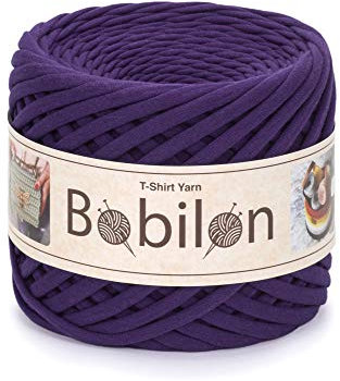 T-Shirt-Garn, Fettuccine-Spaghetti-Knäuel, zum Häkeln, Stricken, für Maskenbänder, Makramee, Bio-Baumwolle, Jerseygarn, 3–5 mm, veilchenfarben