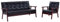 Festnight Sofa 3 Sitzer & Sessel Couch 3 1 Sofagarnitur Vintage Couchgarnitur Ledersofa Sofabank Polstersofa für Kleine Schlafzimmer Gästezimmer Büro, Schwarz Kunstleder