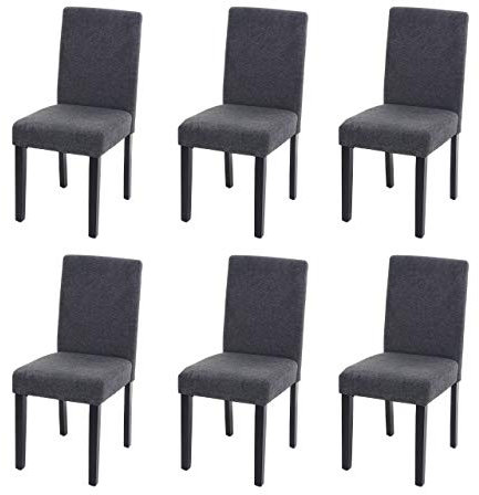 Mendler 6er-Set Esszimmerstuhl Stuhl Küchenstuhl Littau - Textil, anthrazitgrau, dunkle Beine