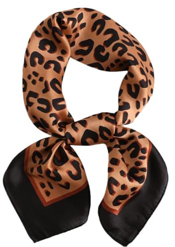 VALICLUD 1stück Leopardenmuster Seidenschal Für Damen Dünner Quadratischer Halstuch Stilvolles Accessoire Für Verschiedene Anlässe Zum Muttertag Farbenfrohes Design