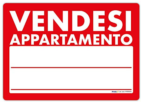 Cartello Vendesi Appartamento f.to 50x35cm - Realizzato su Plastica rigida compatta sp. 1 mm – Ideale per essere posizionato all’aperto.