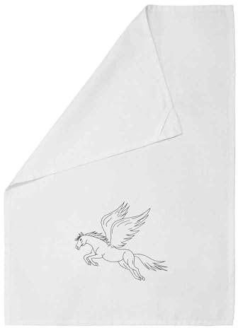 Azeeda 'Flying Pegasus' White Cotton Tea Towel/Dish Cloth (TW00021427)