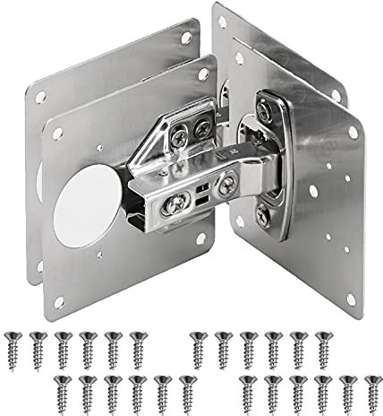 AGIGU Cabinet Hinge Repair Plate - Stainless Steel Kitchen Cabinet Brackets with Fixing Screw, Kitchen Cabinet Hinges Repair Kit for Cupboard Cabinet Furniture 4PCS
