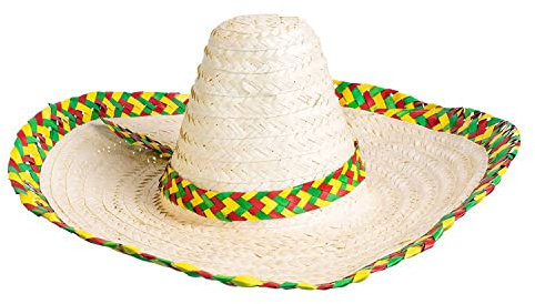 Boland 95430 - Sombrero Fiesta - Chapeau de paille avec bord coloré - Diamètre : 48 cm