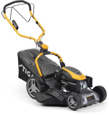 STIGA Combi 748 SE Benzin-Rasenmäher, selbstfahrend, 46 cm Stahl-Mähdeck, 139 CCM Motor mit Elektro Start, 60 L Grasauffangbehälter, 4 in 1 Mähsystem, Verstellbarer Handgriff (Fulcrum)