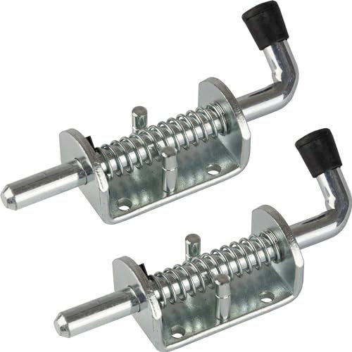 Safetytex Federriegel verzinkt - Torriegel - Bolzenriegel ür Anhänger, Gartentore & mehr - Schlossriegel Edelstahl - Türriegel Länge 153 mm - Bodenschieber, Federbolzen, Schieber (2 Stück)