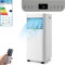 COSTWAY 7000 BTU Aire Acondicionado Portátil Silencioso, 2,1 KW, 4 en 1 Enfriador Bajo Consumo, Refrigeración, Ventilación y Deshumidificación, Remoto/Pantalla, Temporizador 24 H, 15㎡, R290, Blanco