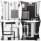 Aoihrraan 50x50cm 4er Set Dekorativ Kissenbezug Schwarz Weiß Modern Geometrisch Muster Weicher Plüsch Quadratischer Kissenbezug Bett Wohnzimmer Draussen Balkon Terrasse Patio Stuhl Garten Sofá