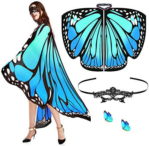 Aomig Cape de Papillon Adulte 168*130cm Polyester - Déguisement Halloween, Noël, Cosplay et Fête