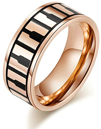 Dsnyu Herren Ringe, Rosegold Siegelring, Klaviertastatur Herrenringe Edelstahl für Ehemann GR.54 (17.2)