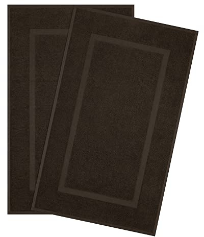 Cotton Paradise 100% Cotton Bath Mats for Bathroom Floor Set of 2 Pack, 20x34 Soft Absorbent Washable Quick Dry Tub Bathmat, Brown Towel Bath Mat