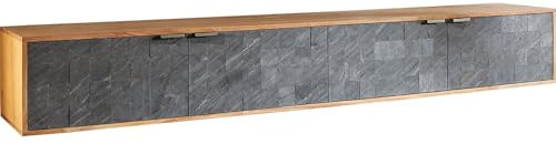 DELIFE TV-Board Teele Akazie Natur Schiefer 220 cm 4 Türen Lowboard schwebend