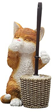 ALSAM WC-Bürstenhalter-Set, süße Katzen-Toilettenschüssel-Bürste und Halter aus Kunstharz, kreative Tier-Toilettenreiniger-Bürste, spart Stauraum, Toilettenbürsten for Badezimmer