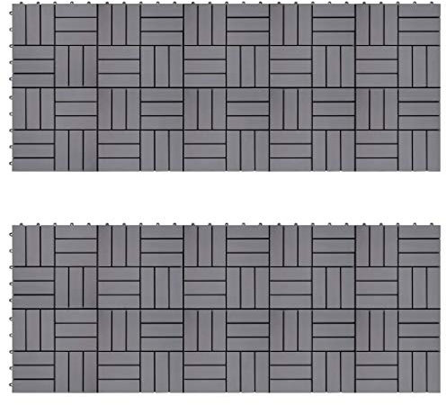 MOONAIRY Baldosas de terraza 20 uds, Piscina Terraza, Suelo Madera Exterior, Tarima Exterior, Suelos Terraza, Suelo Jardin Exterior, Madera Acacia Gris deslavado 30x30cm