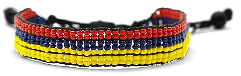 Culture Beads Handmade Beaded Bracelet: Wear a Country Flag with Natural Masaai Jewellery Beads (Colombia)