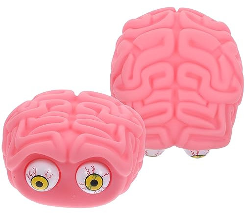 Amosfun Eye-Burning Gehirn Spielzeug 2Er Set - Stressabbauende Quetschspielzeuge in Pink FüR Erwachsene Und Jugendliche Halloween Und Feste