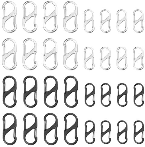 S Kleiner Karabiner, Schlüsselanhänger, Clip, Metall, Mini-Karabiner, S-förmiger Ring, doppelte Federöffnung, Schlossschnalle, Schlüsselanhänger, Karabiner, Schlüsselanhänger, Clip für Outdoor,