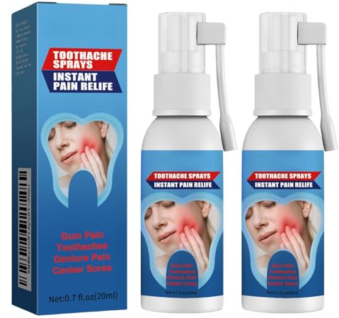 2PCS Toothache Pain Relief for Adult,Toothache Relieving Spray,Oral Care Spray,Tooth Pain Relief Extra Strong,Natural Dental Pain Relief,Pain Relief for Toothache,Gum Pain Spray for Teeth Health