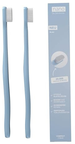nano Die Zahnbürste. 2er-Pack | Nano Zahnbürste | Weiche Zahnbürste | 20.000 Borsten | Ergonomischer Griff | Extra weich | Super soft | Sensitiv | Sanft | Nanozahnbürste aus Deutschland | Hellblau