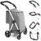 LEUYA ABC Carros de Compra, con Bolsillo para Congelados, 46L Carro de la Compra de 4 Ruedas, Carrito Compra Plegable de Aluminio (Gris)