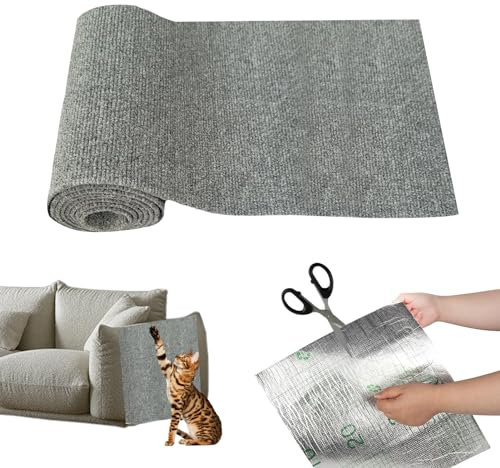 Cat Scratching Mat, Selbstklebend Kratzmatte Katze Kratzmatte Katze Wand Kratzteppich Katzen Kratzbretter Katze Wand Kratzschutz Katzenkratzmatte Für Schützt Teppiche Sofa (Grau, 40 * 200cm)