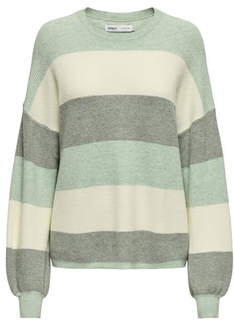 ONLY Damen Onlatia L/S Stripe Pullover KNT Noos Sweater, Silt Green,XL