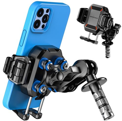 BRCOVAN Motorcycle Fork Stem Phone Mount with Vibration Dampener, Anti-Theft Motorcycle Cellphone Holder, [Camera Friendly] [1s Lock & Release] Adjustable mobile phone Cradle Fit 5.4~7.2 Smartphones