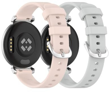 Yoktburu 14mm Armband für Garmin Lily 2, Einstellbar Weich Silikon Armbänder Sport Ersatzarmband Kompatibel mit Garmin Lily 2 Smart Watch (Rosa + Grau)